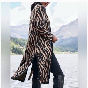 Soft Surroundings Size XL Veronica Jacquard Cardigan in Neutral Animal Print